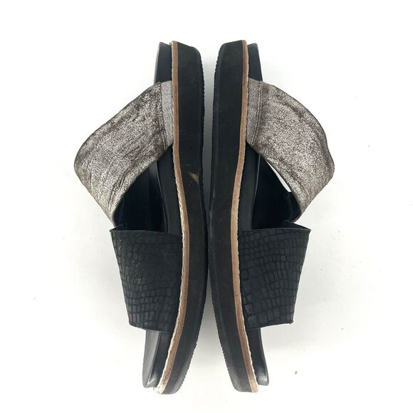 Trask Codi Crossover Sandal Black And Silver With Embossed Leather Womens Size 9 - Picture 3 of 11